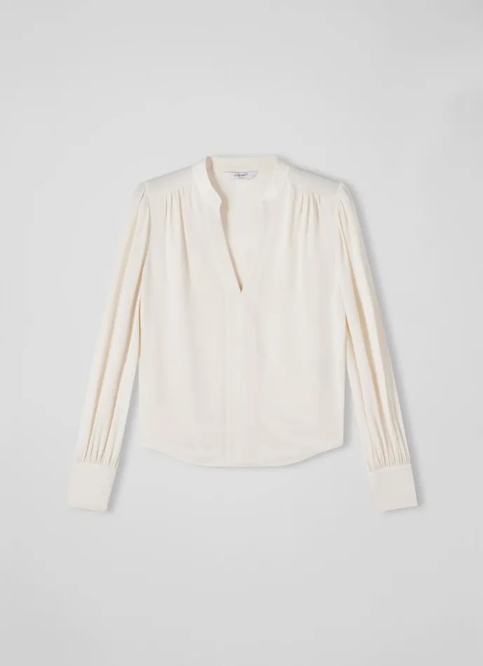 Women Tops LKBennett Selina Cream Collarless Blouse Cream Women Tops LKBennett Selina Cream Collarless Blouse Cream