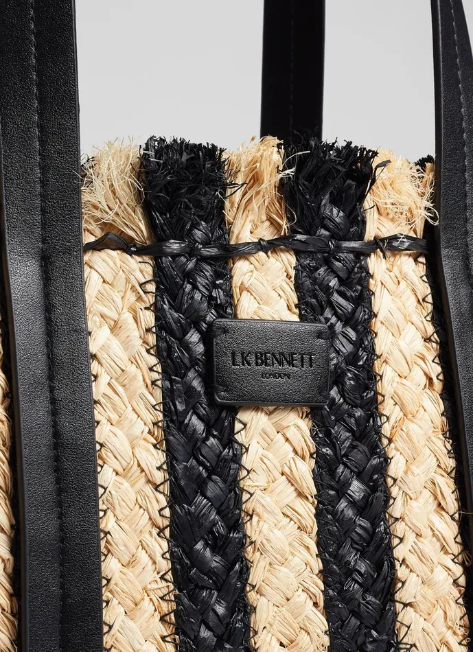 Women Tote Bags LKBennett Nala Black And Natural Striped Raffia Tote Bag Women Tote Bags LKBennett Nala Black And Natural Striped Raffia Tote Bag