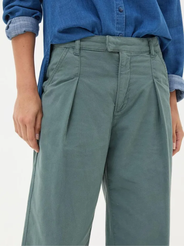 Women Trousers and Leggings Fat Face Saffron Blue Wide Leg Twill Trousers