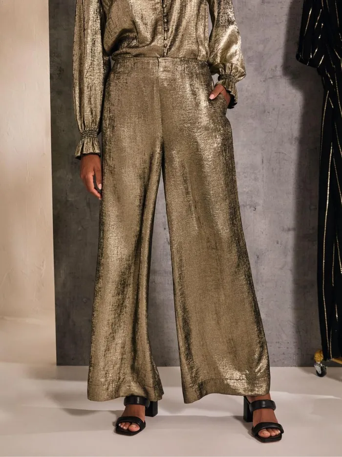 Women Trousers and Leggings Fat Face Sofia Gold Metallic Trousers