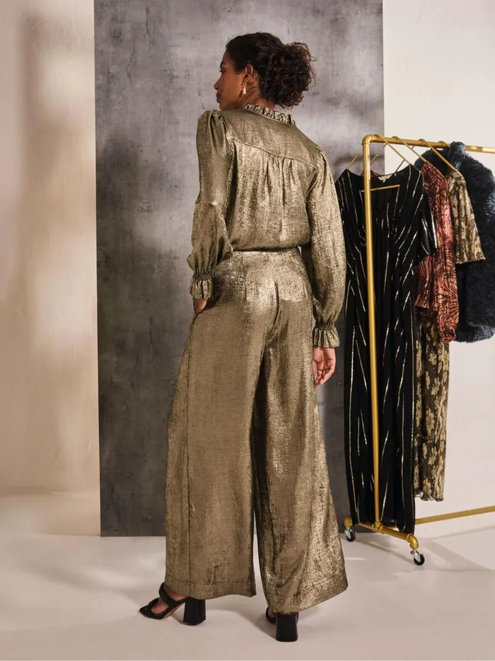 Women Trousers and Leggings Fat Face Sofia Gold Metallic Trousers
