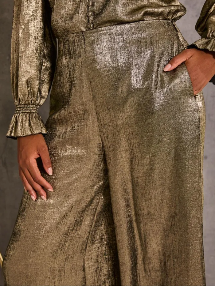 Women Trousers and Leggings Fat Face Sofia Gold Metallic Trousers
