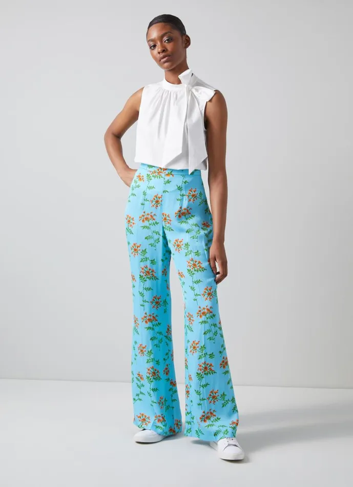 Women Trousers LKBennett Esme Blue Valerian Floral Print Trousers Blue Women Trousers LKBennett Esme Blue Valerian Floral Print Trousers Blue