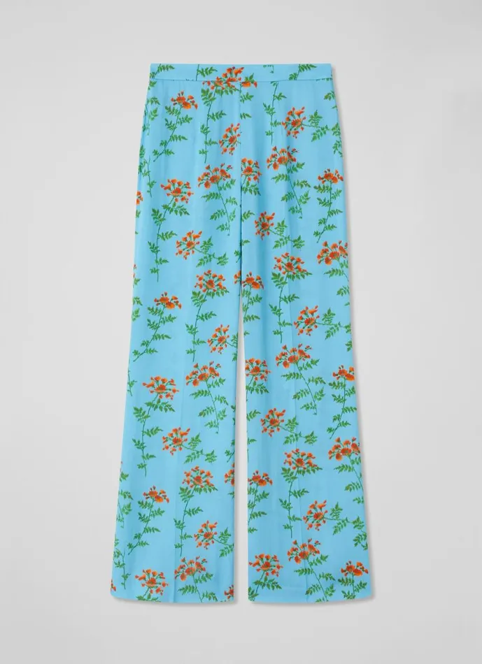 Women Trousers LKBennett Esme Blue Valerian Floral Print Trousers Blue Women Trousers LKBennett Esme Blue Valerian Floral Print Trousers Blue