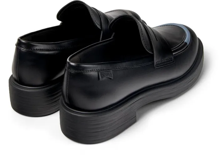Women Twins Black Leather Loafers Camper Formal Shoes