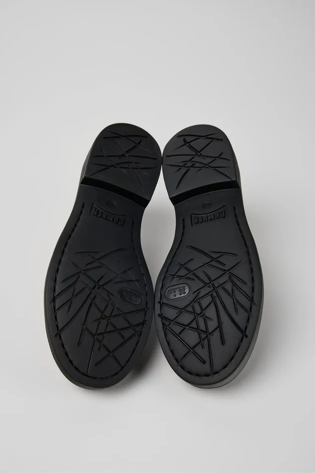Women Twins Black Leather Loafers Camper Formal Shoes