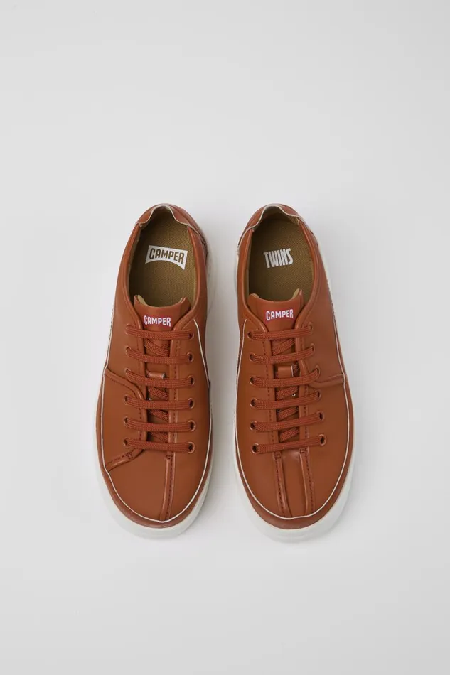 Women Twins Red Multicolored Recycled Leather Sneakers Camper Sneakers