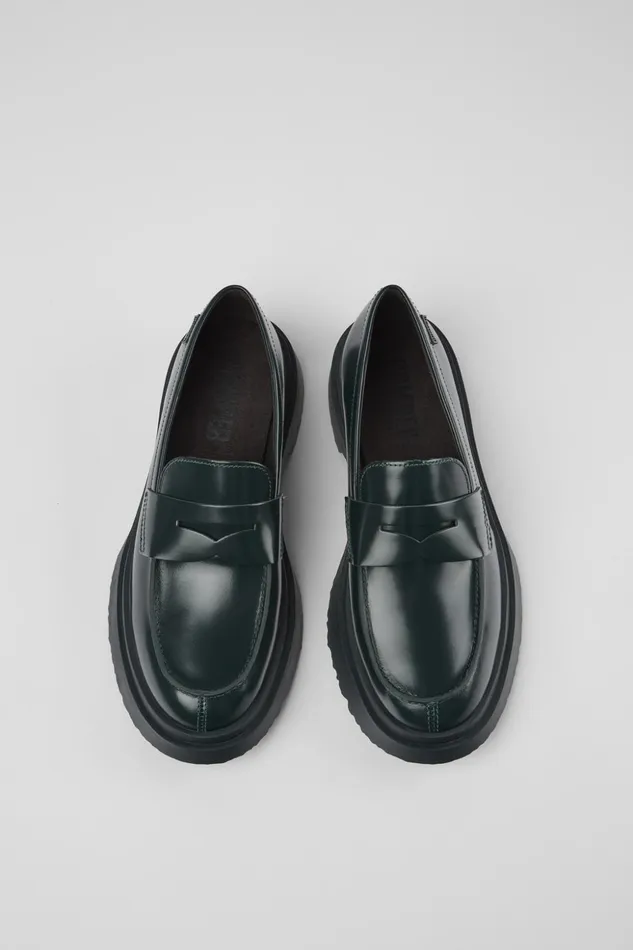Women Walden Green Leather Loafers Camper Formal Shoes Women Walden Green Leather Loafers Camper Formal Shoes