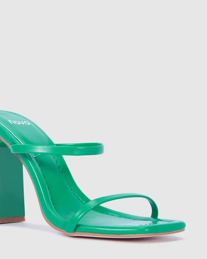 Women ZANTHER GREEN Block Heels Party NOVO Shoes