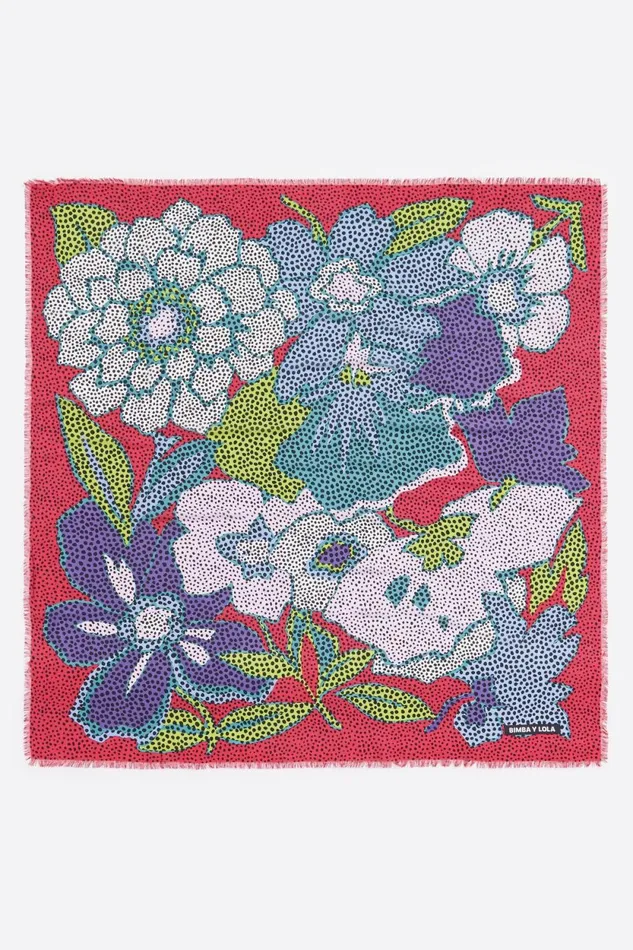 XL Floral Dots Print Shawl Strawberry Women Bimba Y Lola Scarves