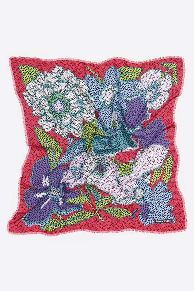 XL Floral Dots Print Shawl Strawberry Women Bimba Y Lola Scarves XL Floral Dots Print Shawl Strawberry Women Bimba Y Lola Scarves