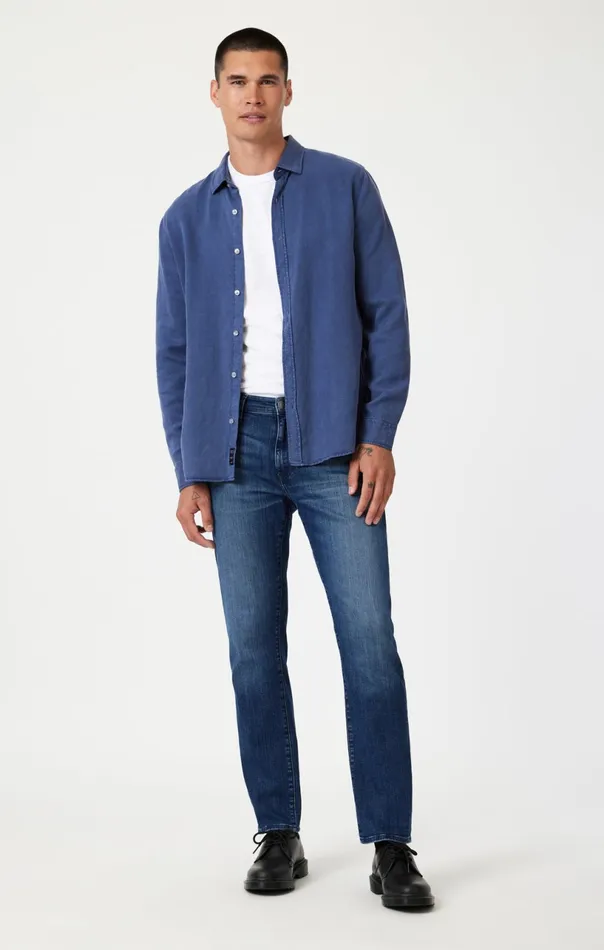 Zach Straight Leg In Dark Brushed Nashville Men Mavi Jeans Denim