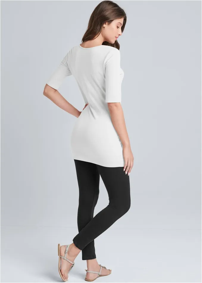 ZIP UP LONG AND LEAN TEE White Women VENUS Casual Tops ZIP UP LONG AND LEAN TEE White Women VENUS Casual Tops